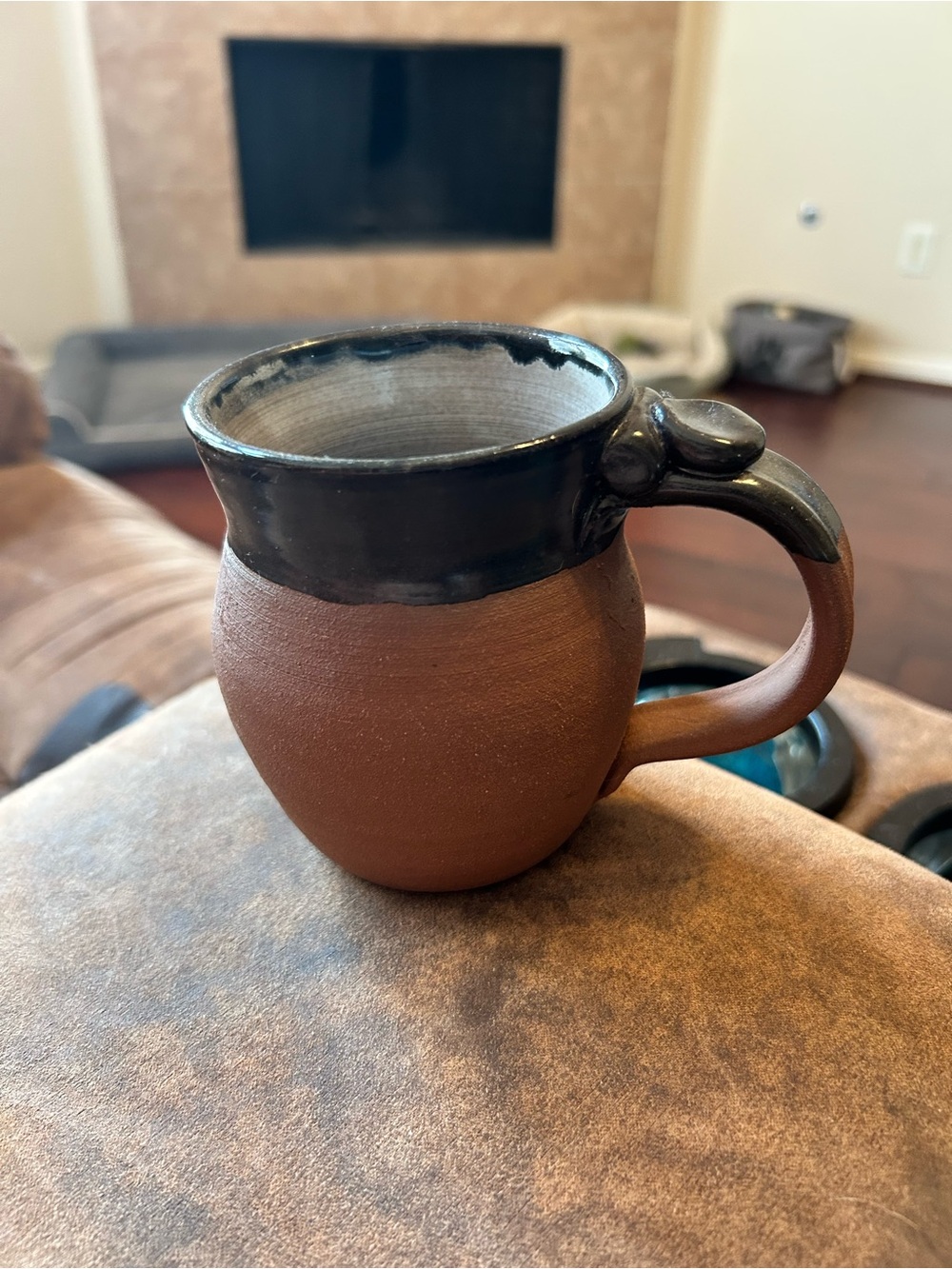 Rustic Two-Tone Ceramic Mug in Brown and Black